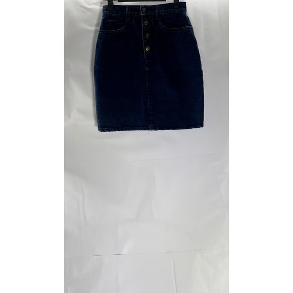 THE VINTAGE TWIN Women's Dark Blue Button-Front Denim Mini Skirt SZ L - Picture 1 of 10